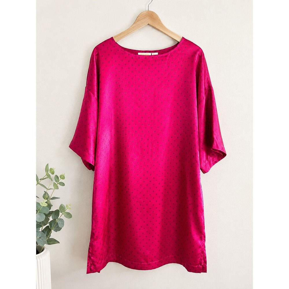 Victoria's Secret Nightshirt Womens L Pink Satin Gold Label Vintage Sleepwear